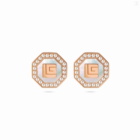 Guy Laroche Ambre Ladies Rose Gold With MOP & Crystals Earring 