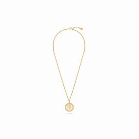 Guy Laroche Ambre Ladies Small Gold-Plated Necklace With Mother Of Pearl & Crystals fashion-jewelry  
