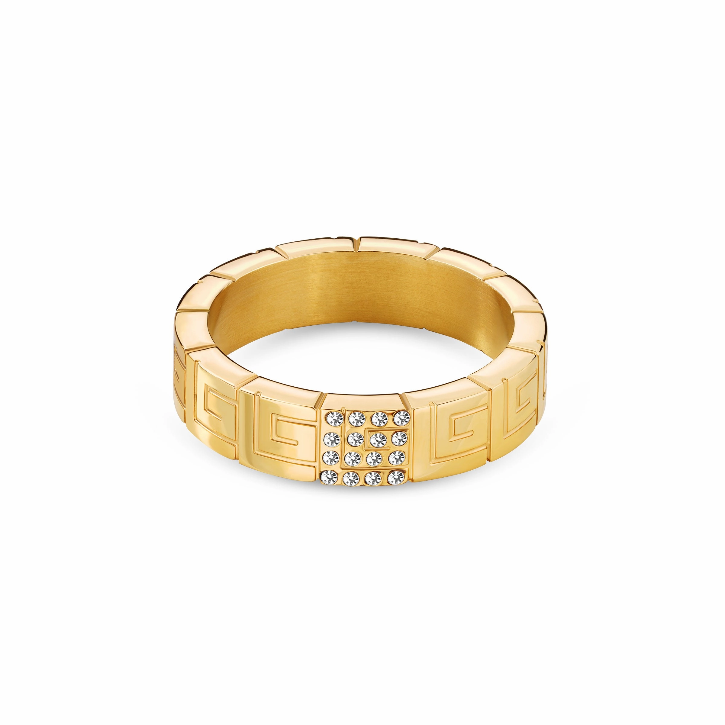 Guy Laroche Audrey Ladies Gold-Plated Ring With Crystals Size 54 fashion-jewelry  