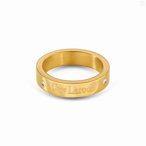 Guy Laroche Aurore Ladies Gold Plated Ring With Crystals Size 52 fashion-jewelry  