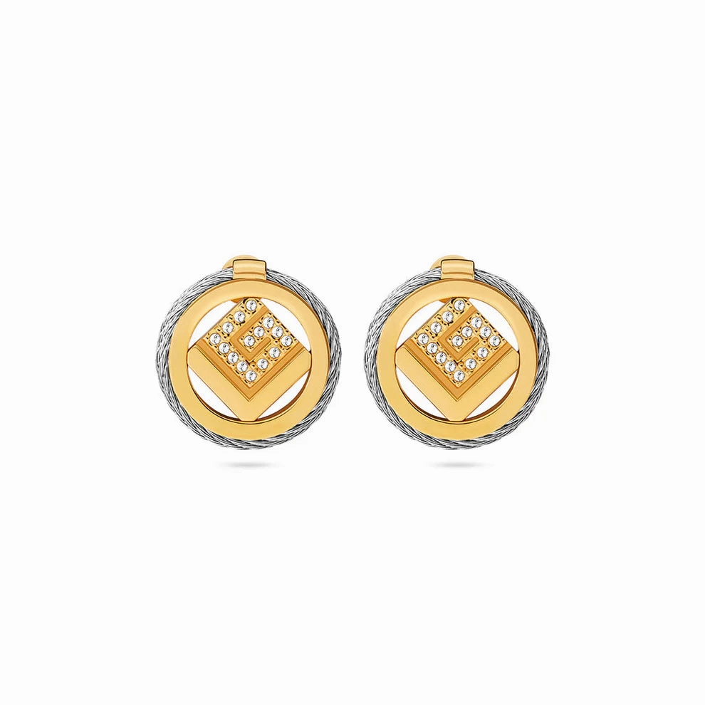 Guy Laroche Camille Ladies Stainless Steel Gold Plated Earrings With Crystals 