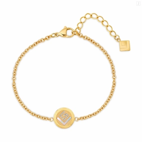 Guy Laroche Diane Ladies Gold Plated With MOP & Crystals Bracelet fashion-jewelry  