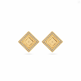 Guy Laroche Eva Ladies Gold Plated With Crystals Earrings 