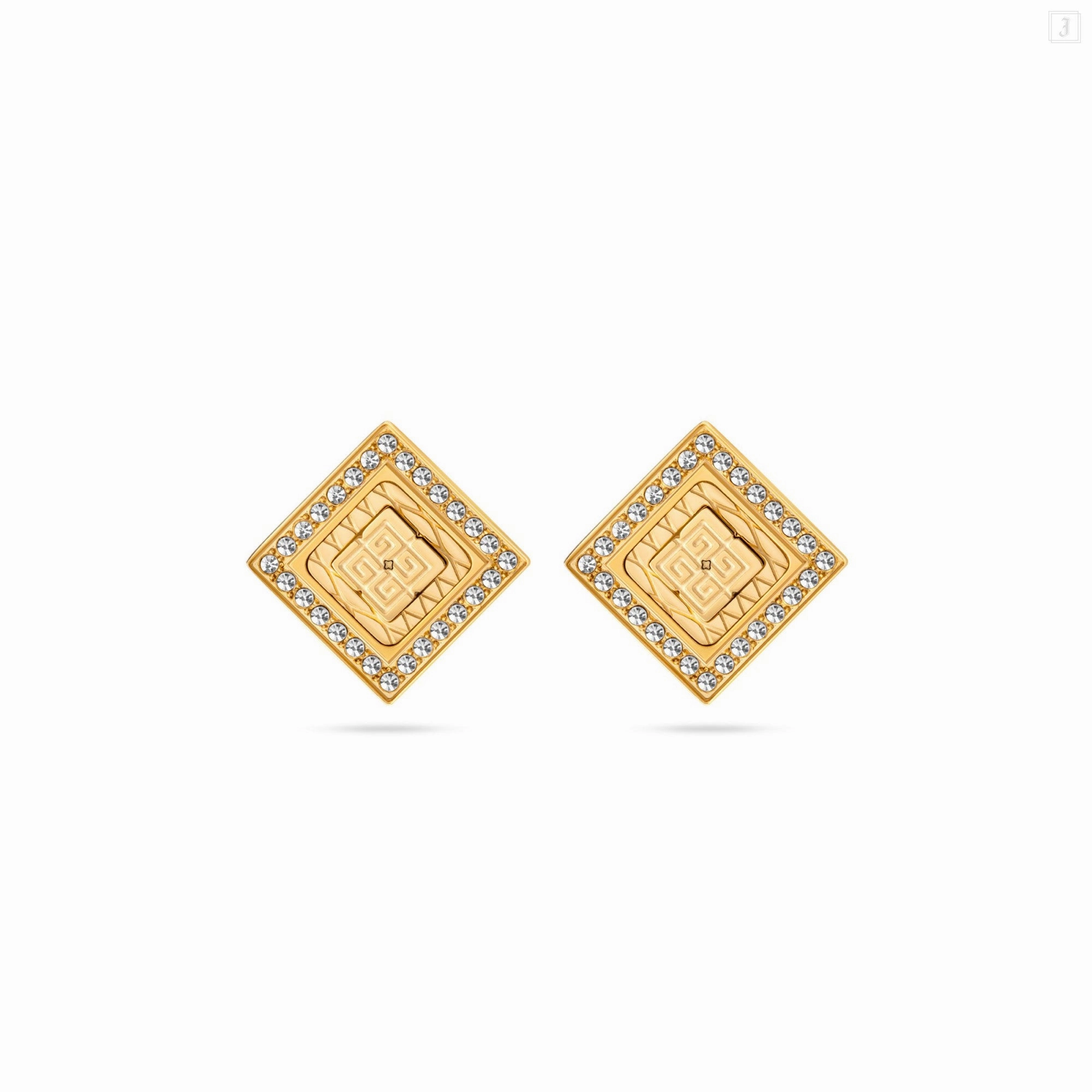 Guy Laroche Eva Ladies Gold Plated With Crystals Earrings 