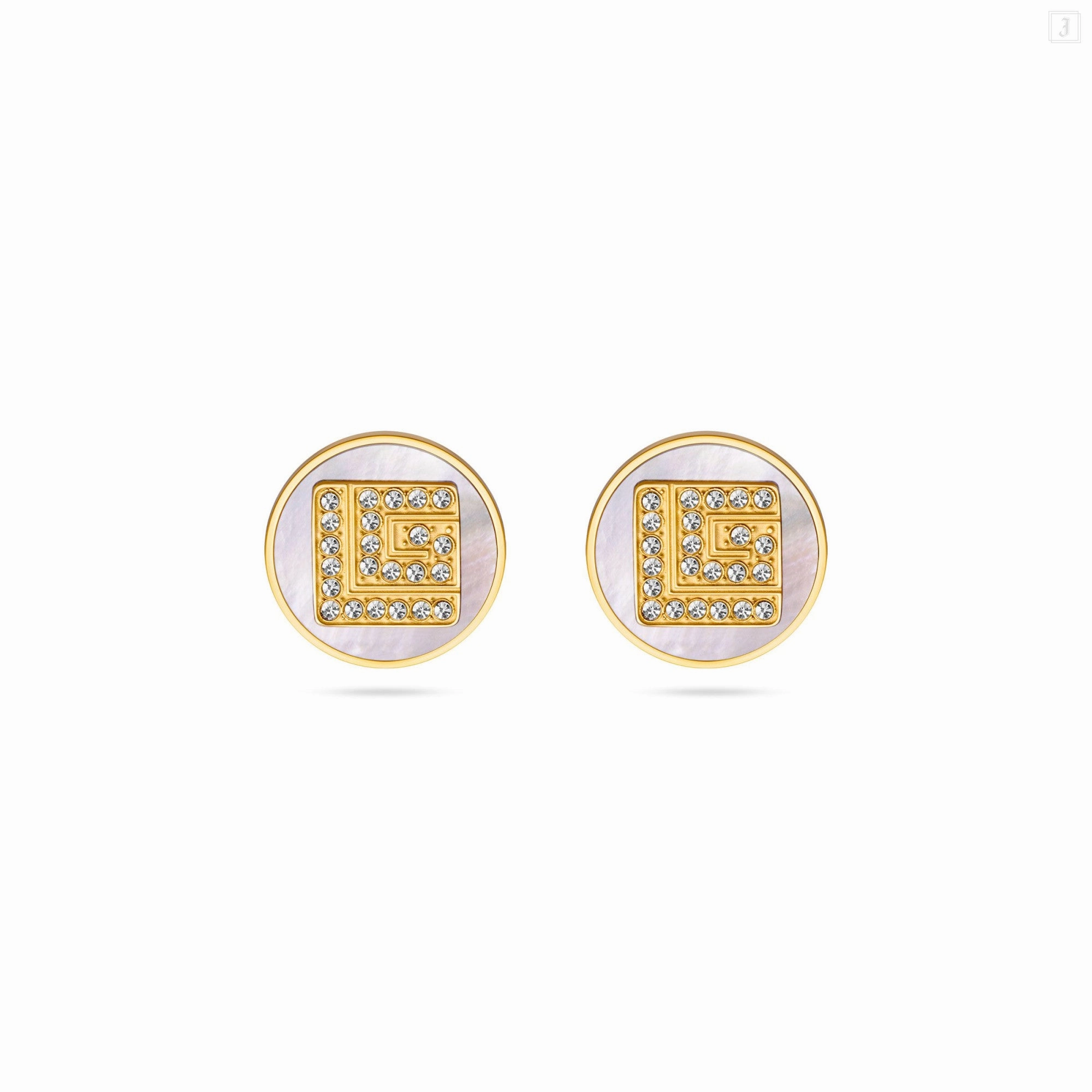 Guy Laroche Gisele Ladies Gold Plated With MOP & Crystals Earrings fashion-jewelry  