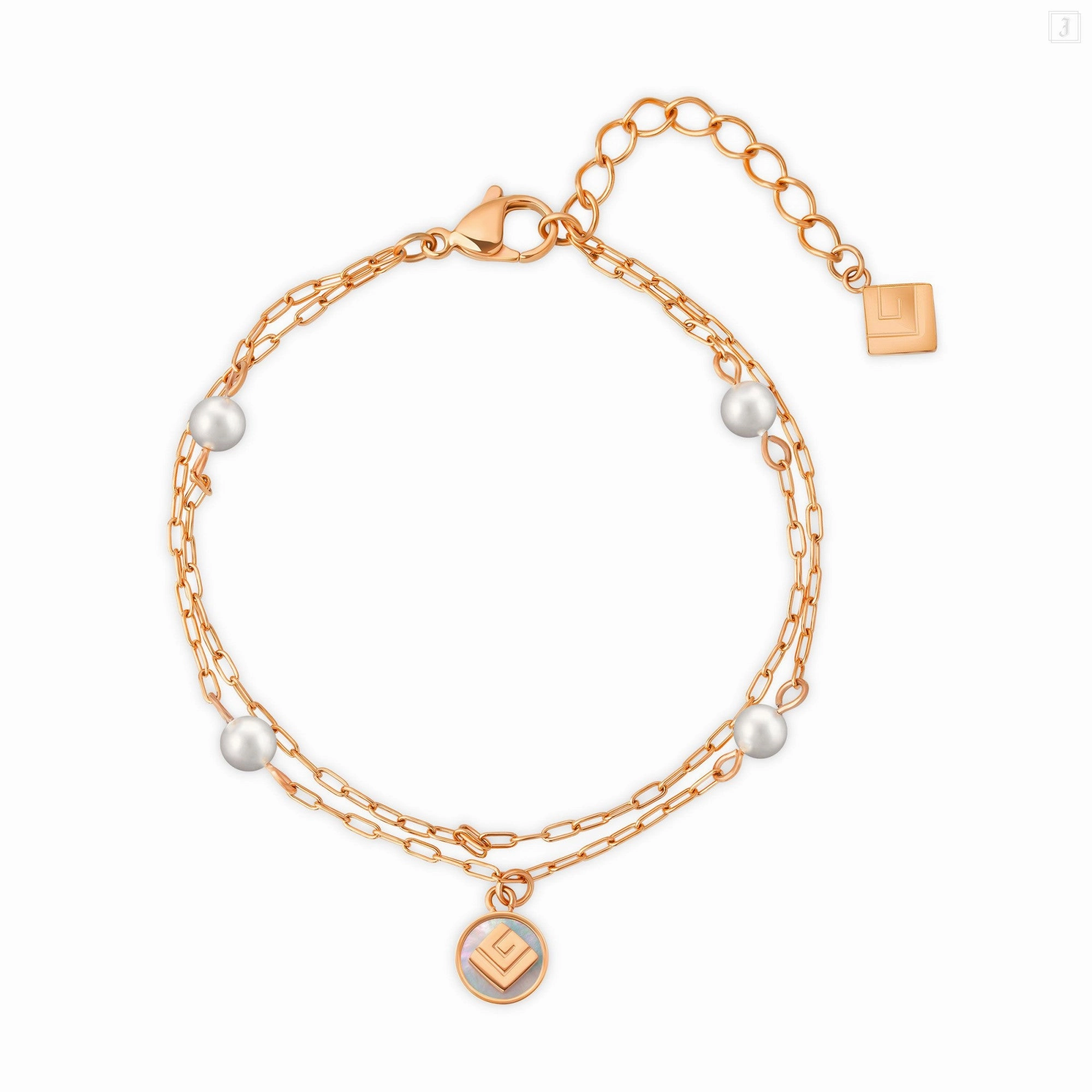 Guy Laroche Gisele Ladies Rose Gold Bracelet With Pearls & Crystals