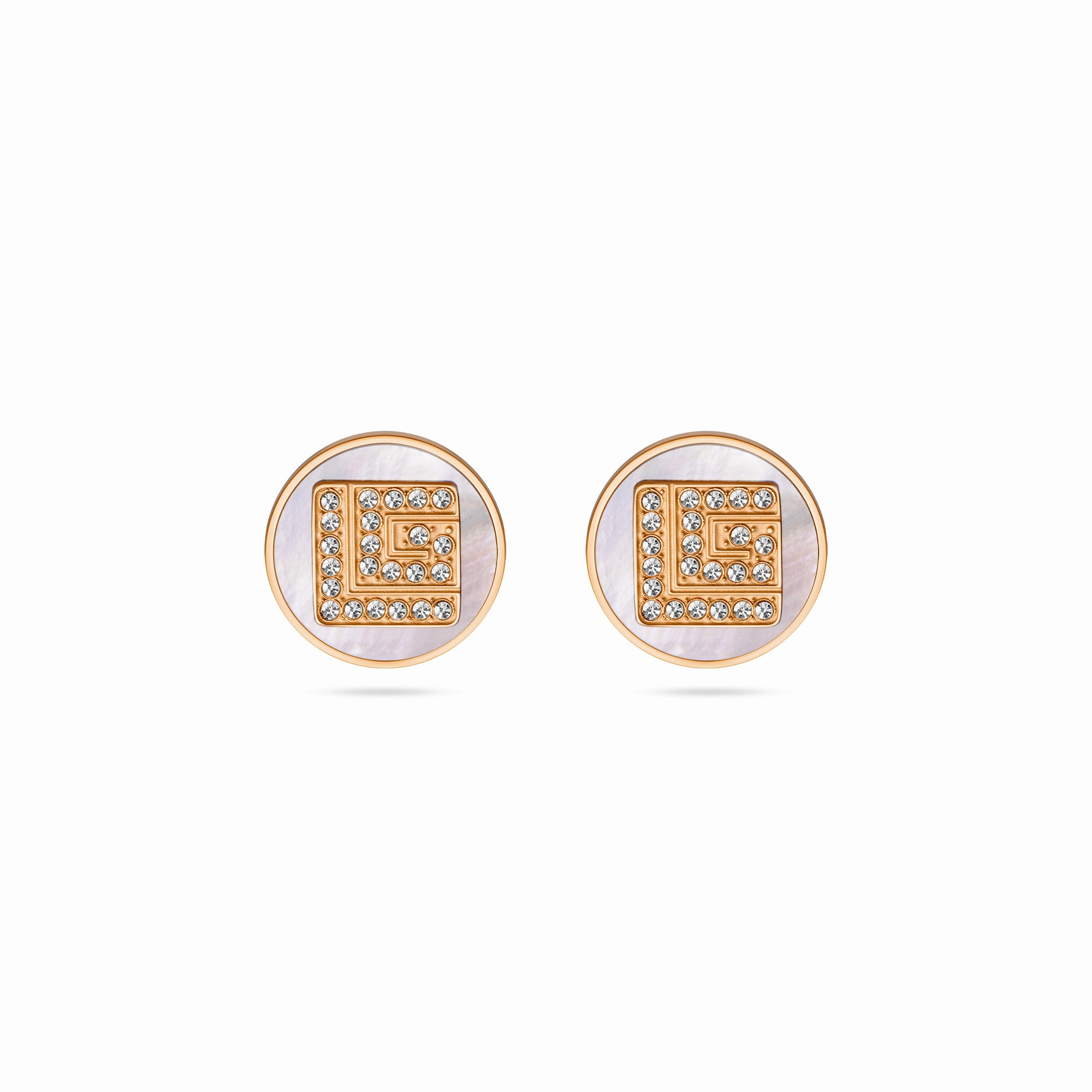 Guy Laroche Gisele Ladies Rose-Gold Earrings With Mother Of Pearl & Crystals fashion-jewelry  