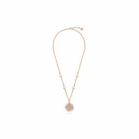 Guy Laroche Gisele Ladies Small Rose-Gold Necklace With Mother Of Pearl & Crystals fashion-jewelry  