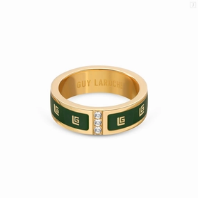 Guy Laroche Grace Gold Plated Ring With Green Enamel & Crystals Size 54 fashion-jewelry  
