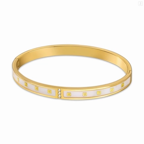 Guy Laroche Grace Ladies Gold Plated Bangle Wirh MOP & Crystals fashion-jewelry  