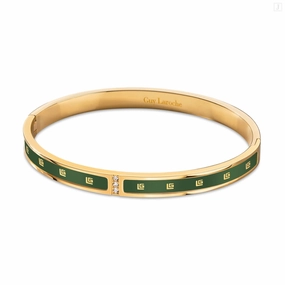 Guy Laroche Grace Ladies Gold Plated Bangle With Green Enamel & Crystals fashion-jewelry  