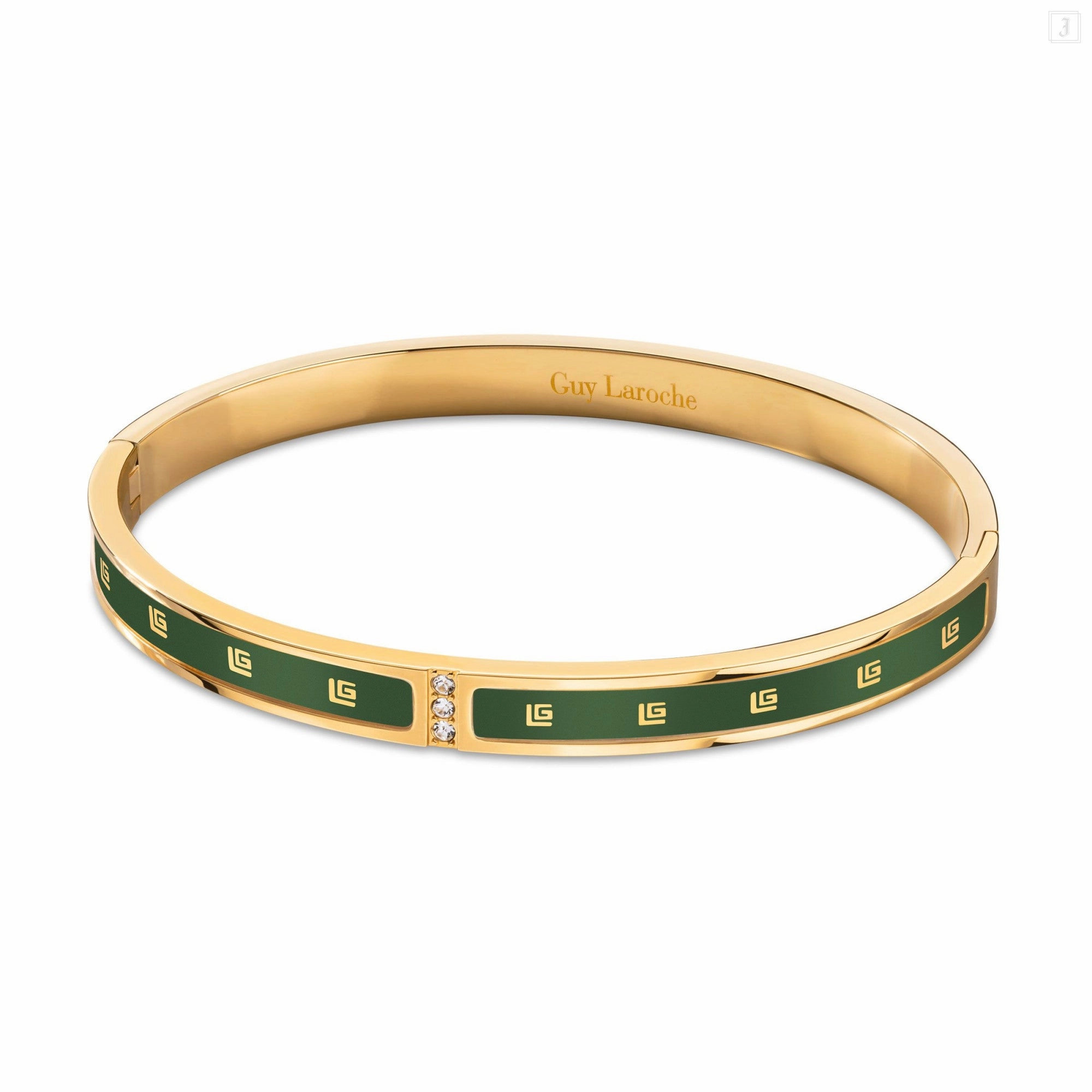 Guy Laroche Grace Ladies Gold Plated Bangle With Green Enamel & Crystals fashion-jewelry  