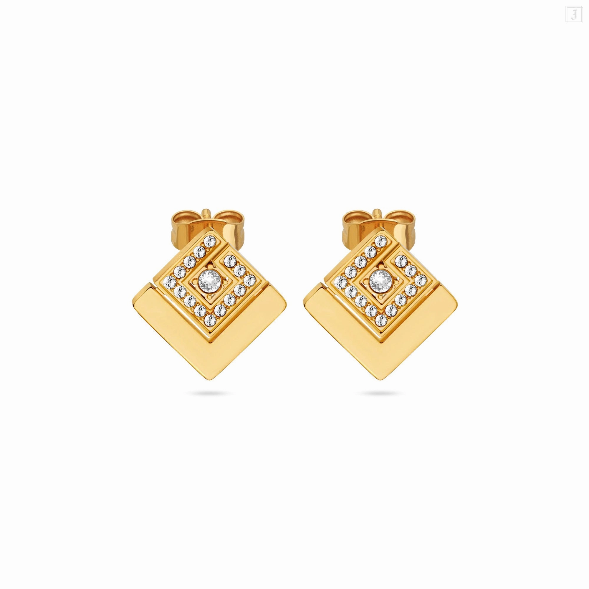 Guy Laroche Grace Ladies Gold Plated With Crystals Earrings 