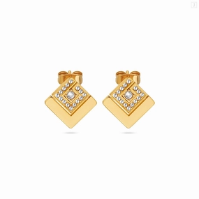 Guy Laroche Grace Ladies Gold Plated With Crystals Earrings 