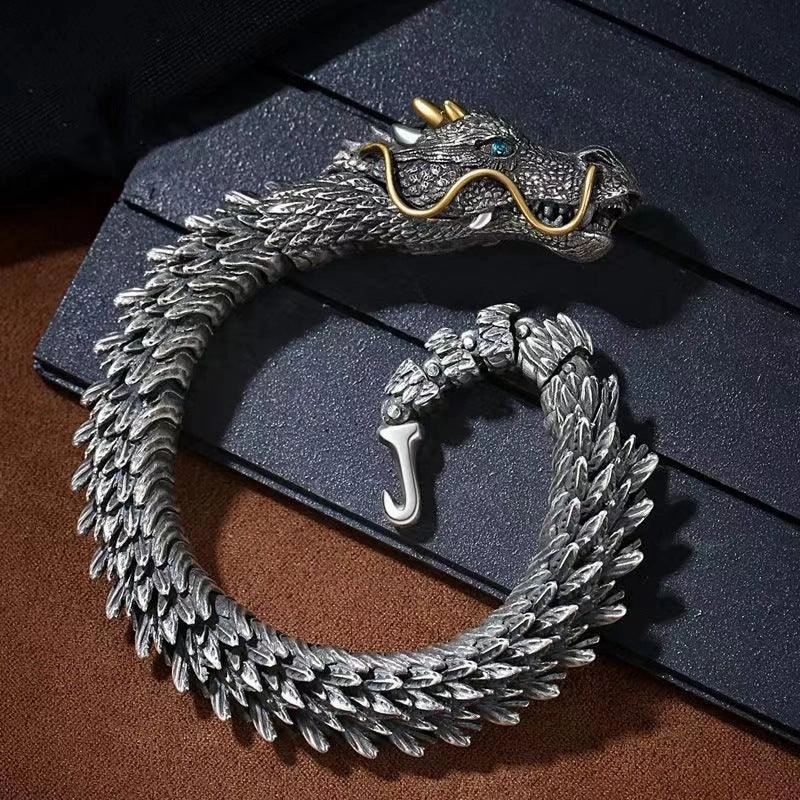 Handmade Retro Domineering Dragon Head Bracelet Men's Fashion