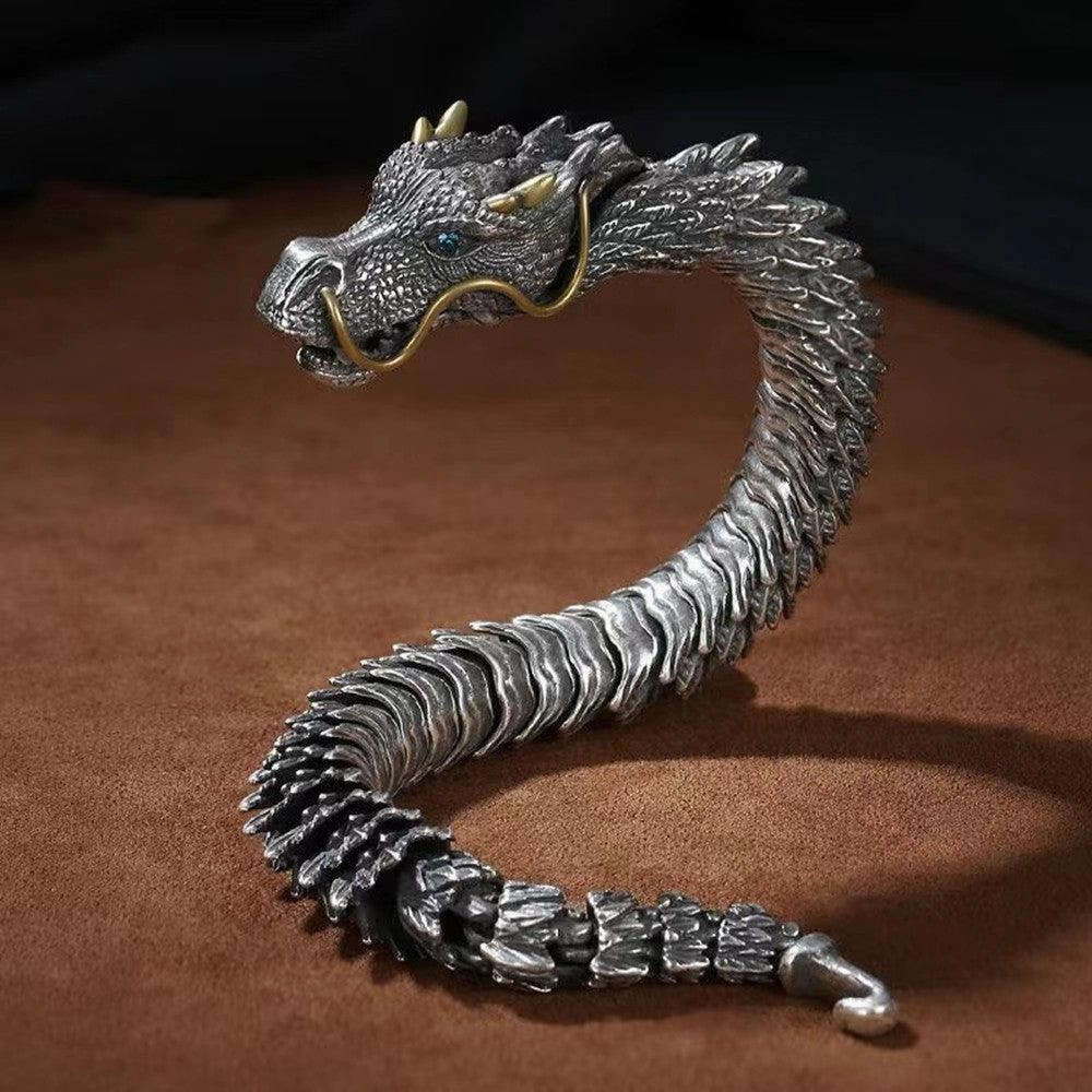 Handmade Retro Domineering Dragon Head Bracelet Men's Fashion 