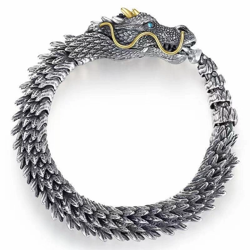 Handmade Retro Domineering Dragon Head Bracelet Men's Fashion