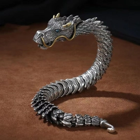 Handmade Retro Domineering Dragon Head Bracelet Men's Fashion 