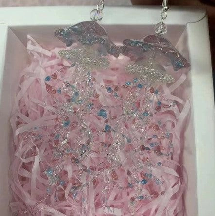 Handmade Unicorn Pink Blue Jellyfish Long Ear Clip Accessories