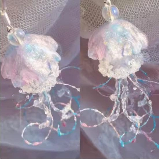 Handmade Unicorn Pink Blue Jellyfish Long Ear Clip Accessories
