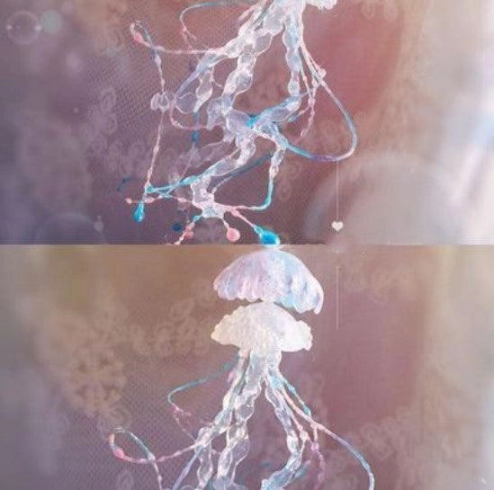 Handmade Unicorn Pink Blue Jellyfish Long Ear Clip Accessories