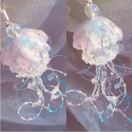 Handmade Unicorn Pink Blue Jellyfish Long Ear Clip Accessories