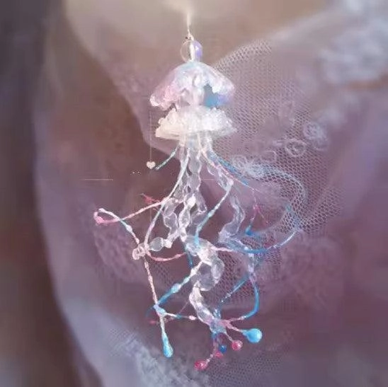 Handmade Unicorn Pink Blue Jellyfish Long Ear Clip Accessories 