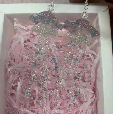 Handmade Unicorn Pink Blue Jellyfish Long Ear Clip Accessories