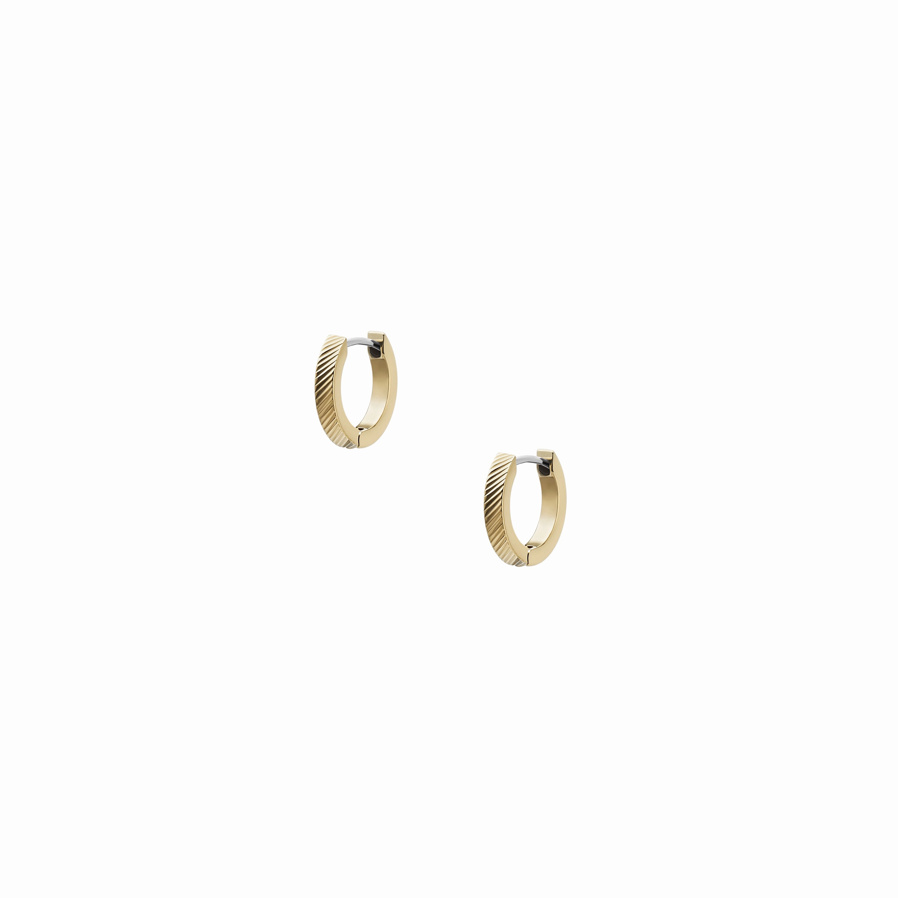Harlow Linear Texture Gold-Tone Stainless Steel Hoop Earrings