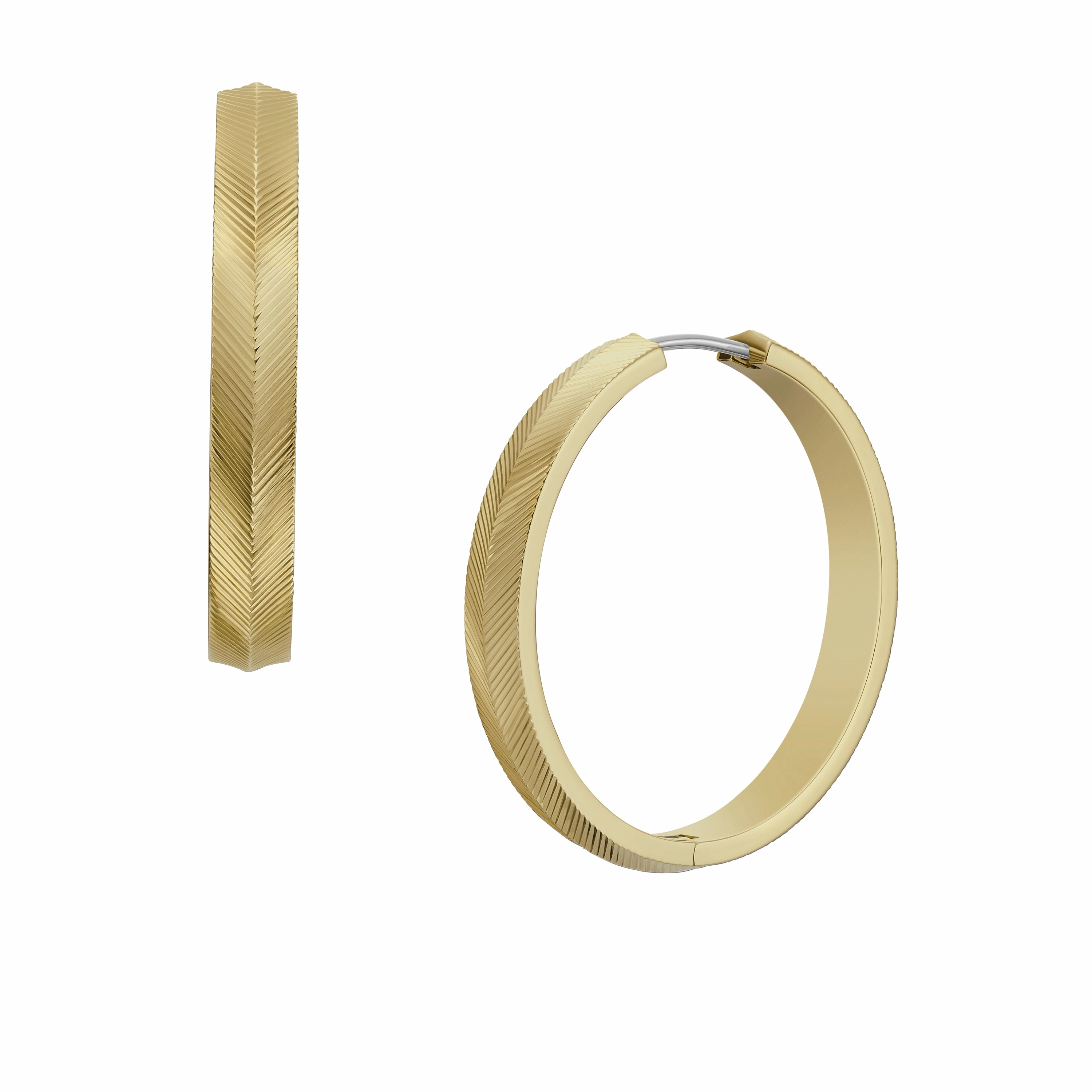 Harlow Linear Texture Gold-Tone Stainless Steel Hoop Earrings