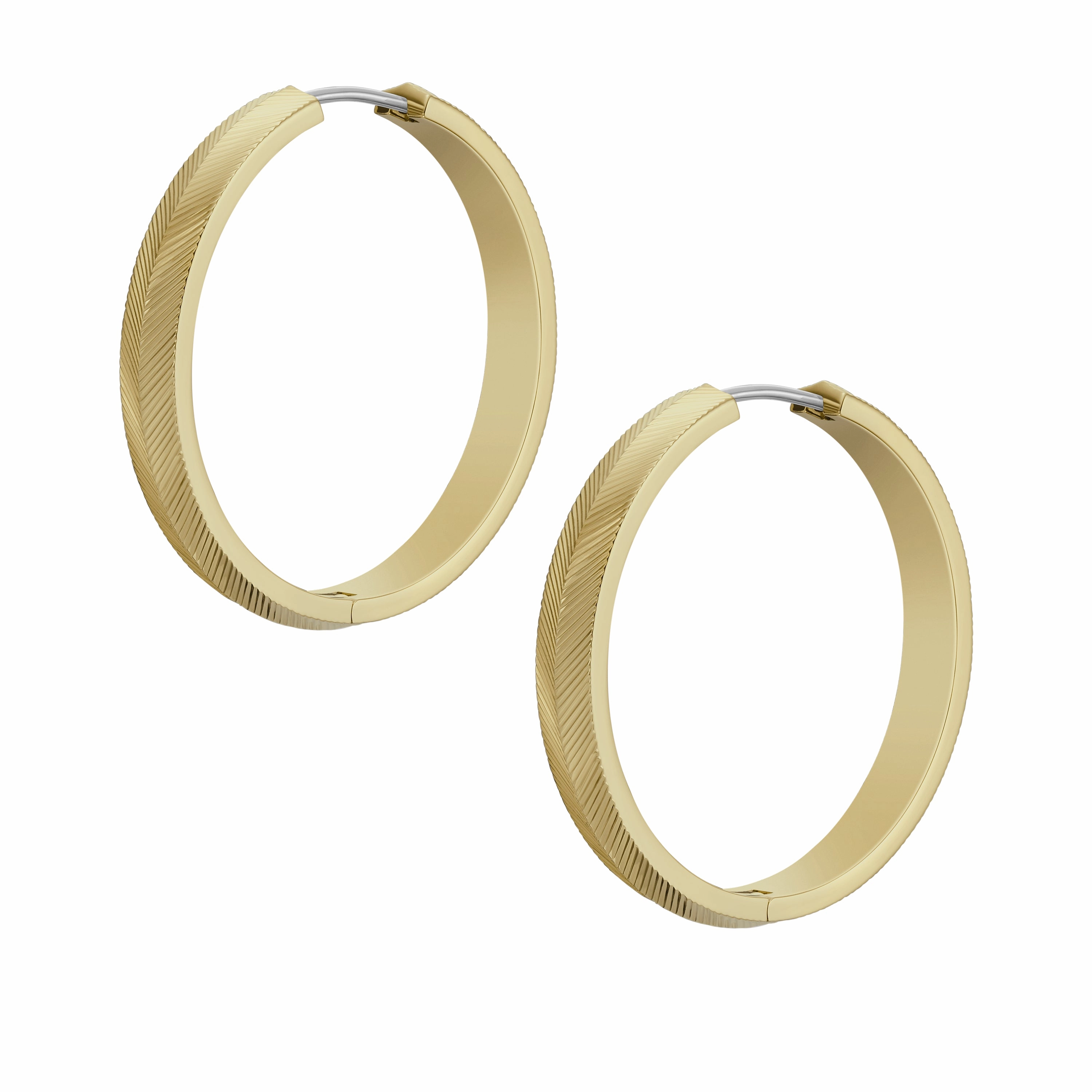 Harlow Linear Texture Gold-Tone Stainless Steel Hoop Earrings