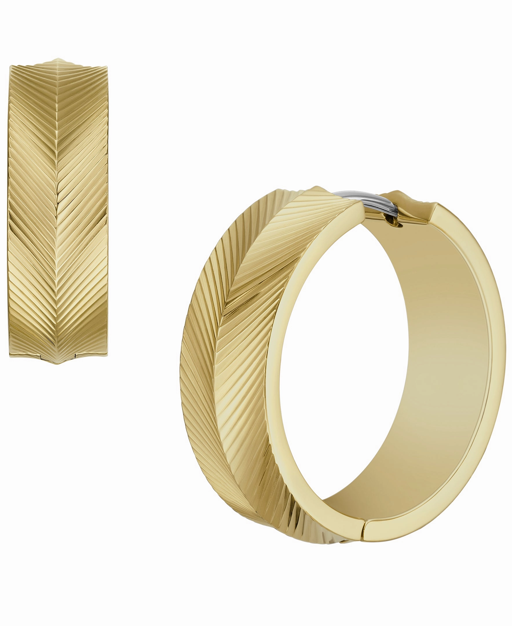 Harlow Linear Texture Gold-Tone Stainless Steel Hoop Earrings