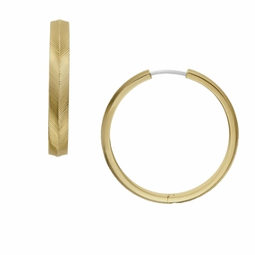 Harlow Linear Texture Gold-Tone Stainless Steel Hoop Earrings fashion-jewelry  
