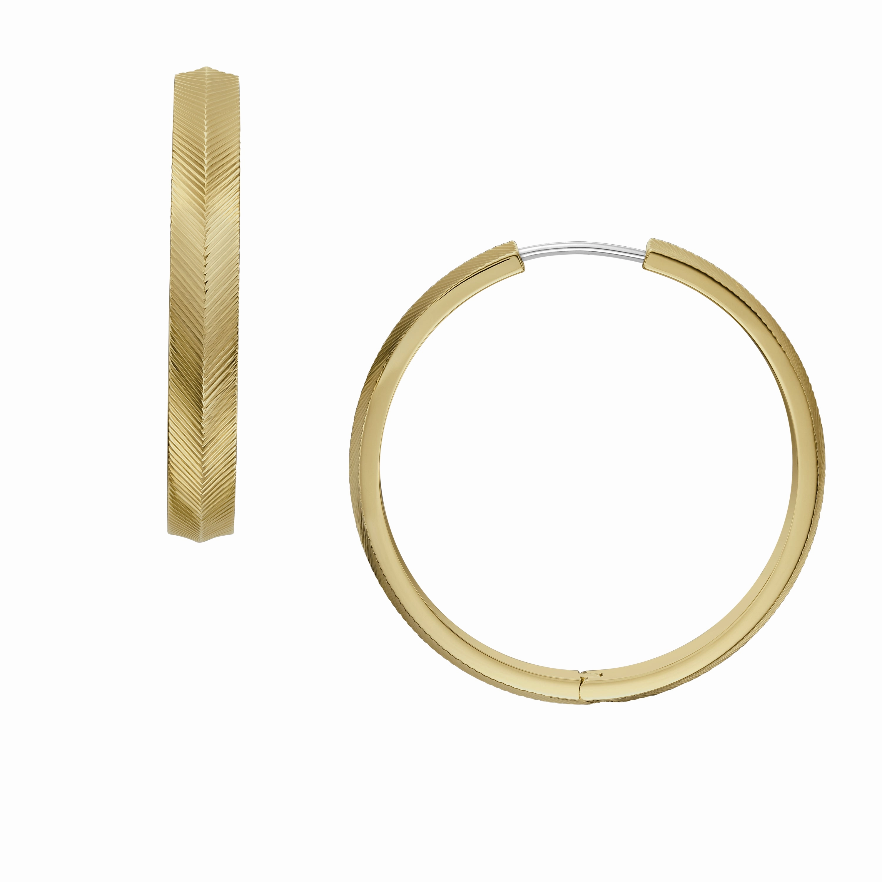 Harlow Linear Texture Gold-Tone Stainless Steel Hoop Earrings fashion-jewelry  