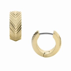 Harlow Linear Texture Gold-Tone Stainless Steel Huggie Hoop Earrings fashion-jewelry  