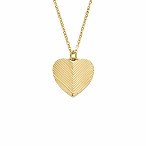Harlow Linear Texture Heart Gold-Tone Stainless Steel Pendant Necklace fashion-jewelry  