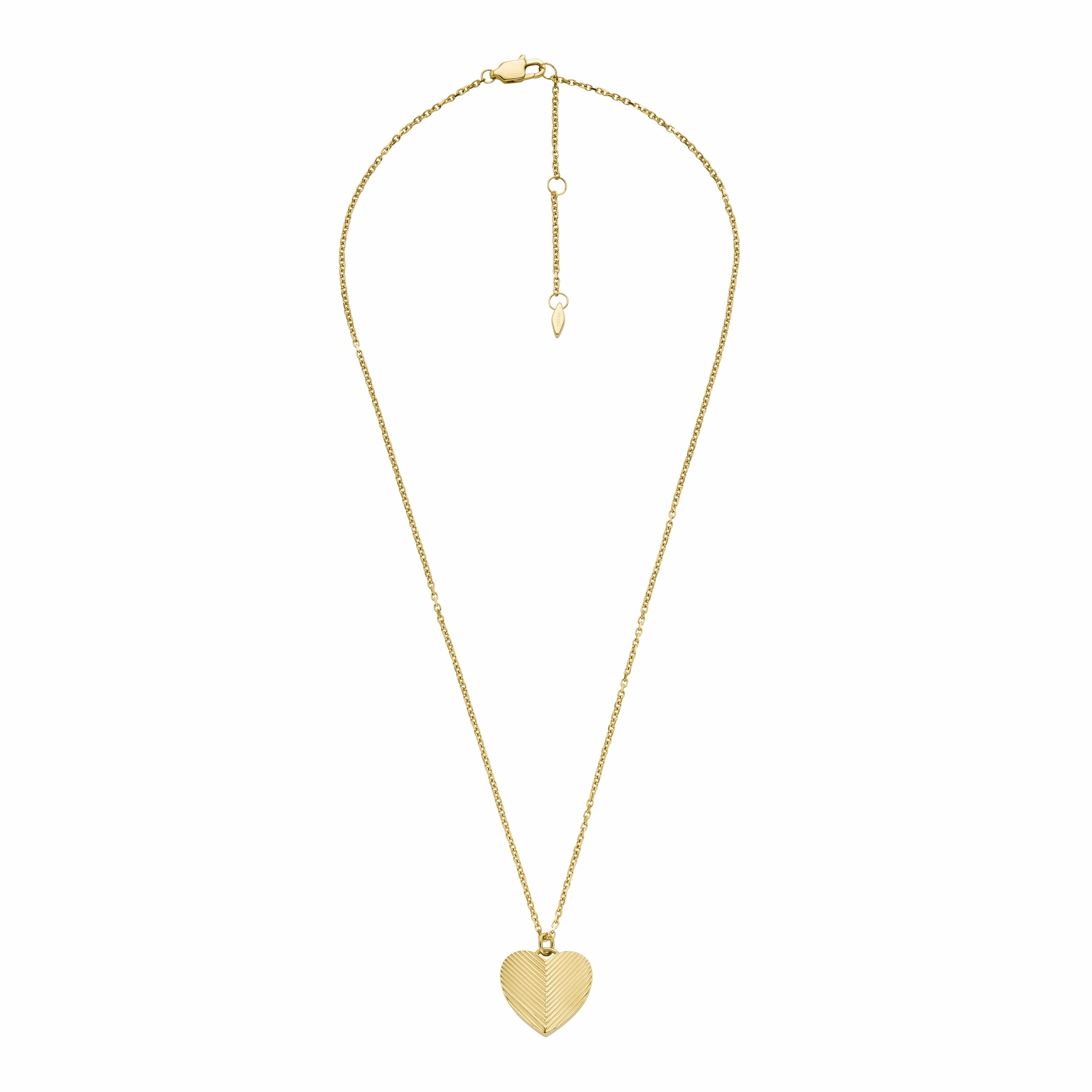 Harlow Linear Texture Heart Gold-Tone Stainless Steel Pendant Necklace