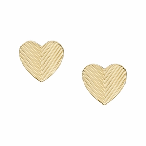 Harlow Linear Texture Heart Gold-Tone Stainless Steel Stud Earrings fashion-jewelry  