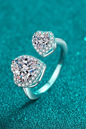Heart-Shape Moissanite Open Ring 