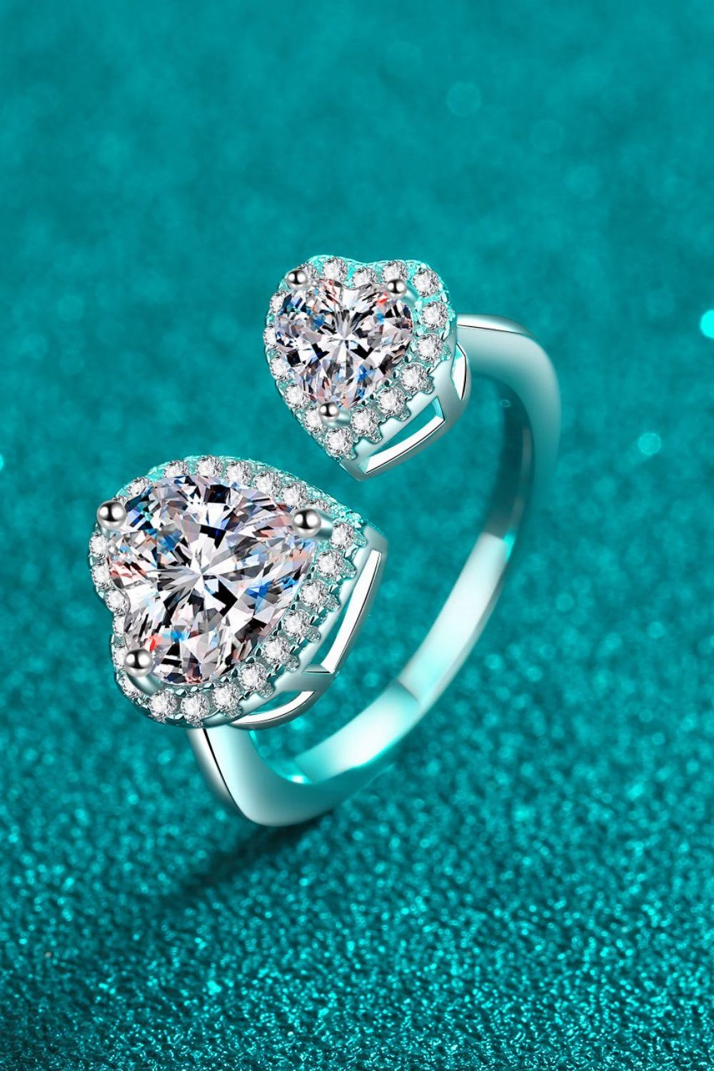 Heart-Shape Moissanite Open Ring 