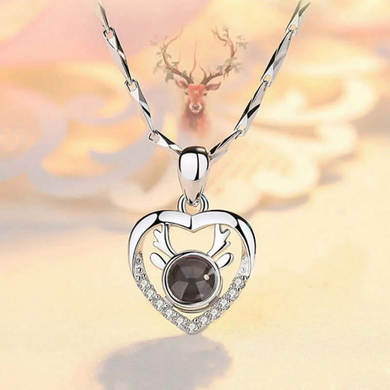 Heart Shaped Love Reindeer Projection Necklace