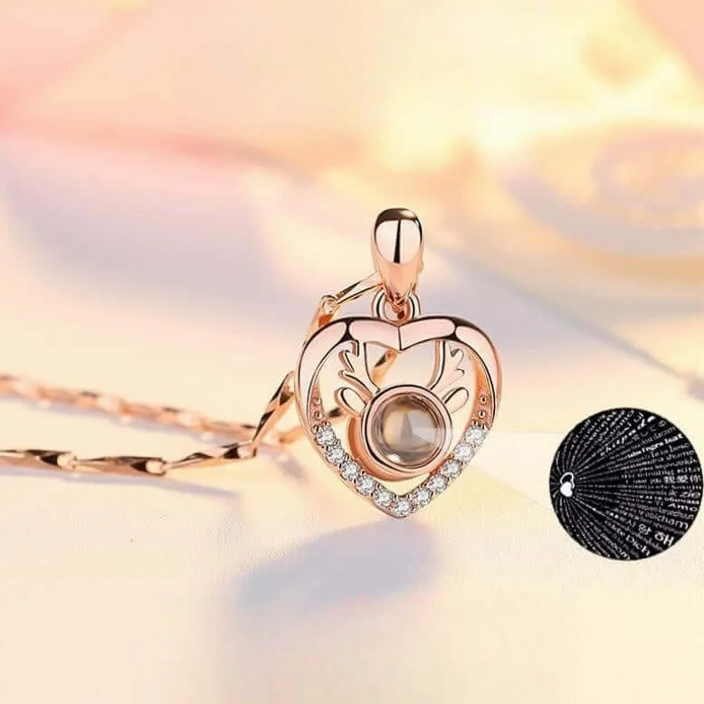 Heart Shaped Love Reindeer Projection Necklace