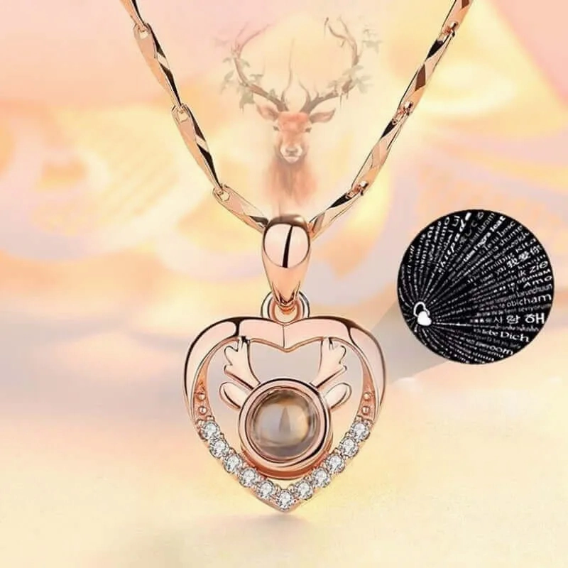 Heart Shaped Love Reindeer Projection Necklace