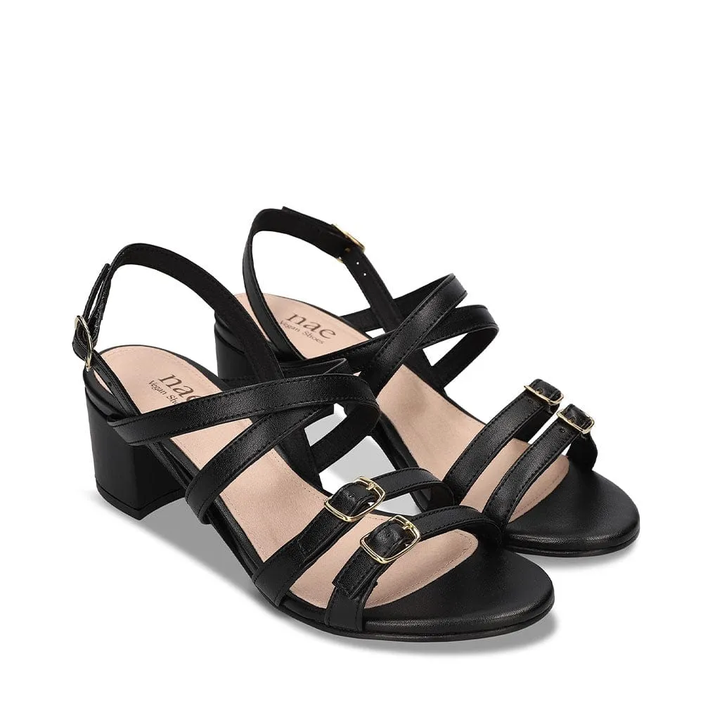 Hebea Damen Vegane Apfel-Leder High-Heel Sandalen | Schwarz