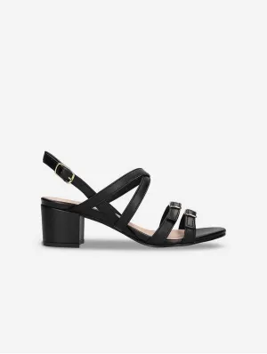 Hebea Damen Vegane Apfel-Leder High-Heel Sandalen | Schwarz