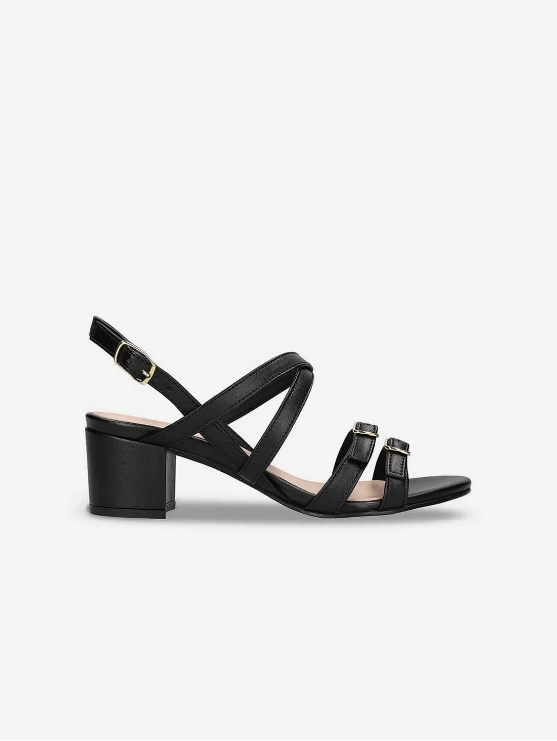 Hebea Damen Vegane Apfel-Leder High-Heel Sandalen | Schwarz