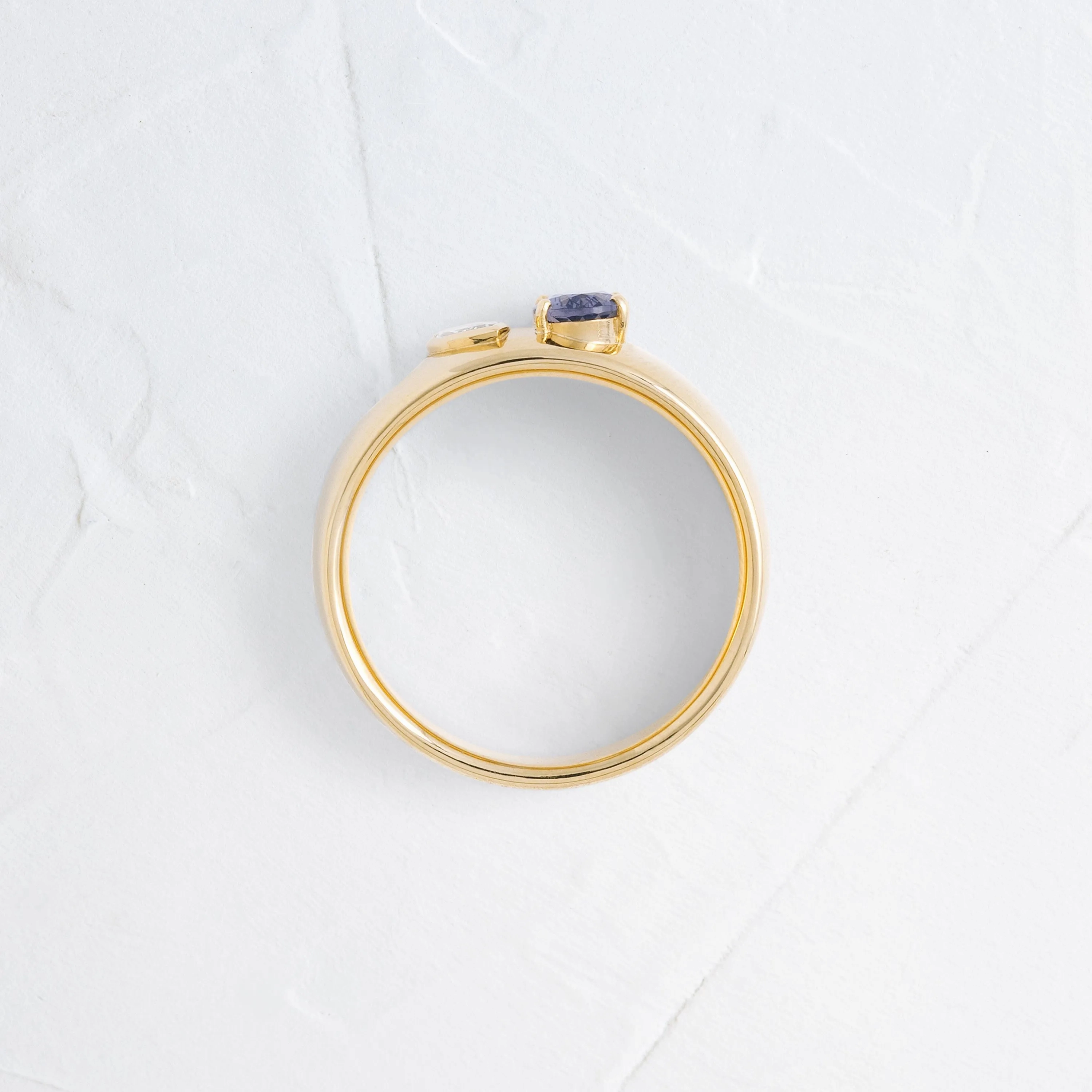 Hemisphere Bezel Cigar Band, Purple Spinel and Diamond