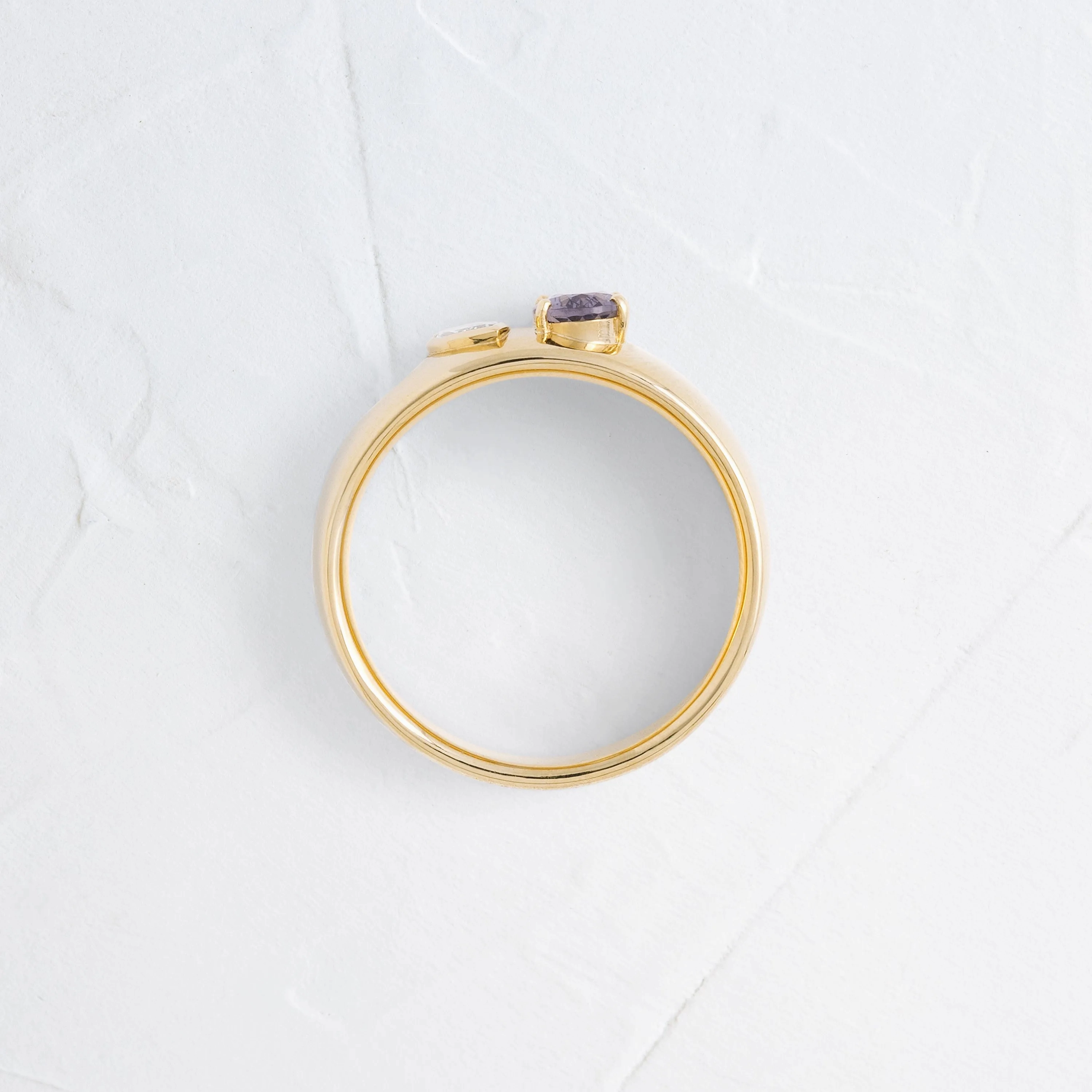 Hemisphere Bezel Cigar Band, Purple Spinel and Diamond