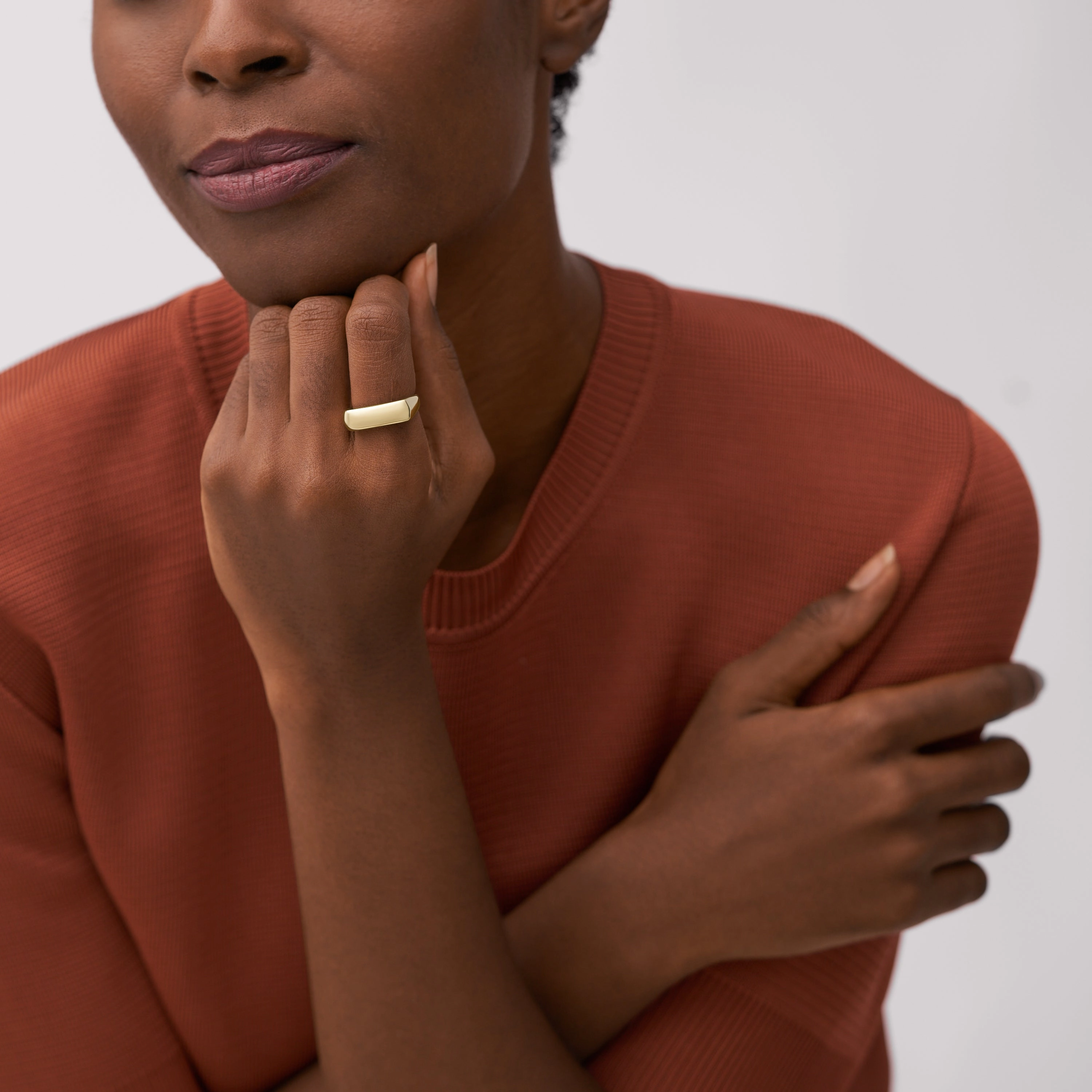 Heritage D-Link Glitz Gold-Tone Stainless Steel Signet Ring