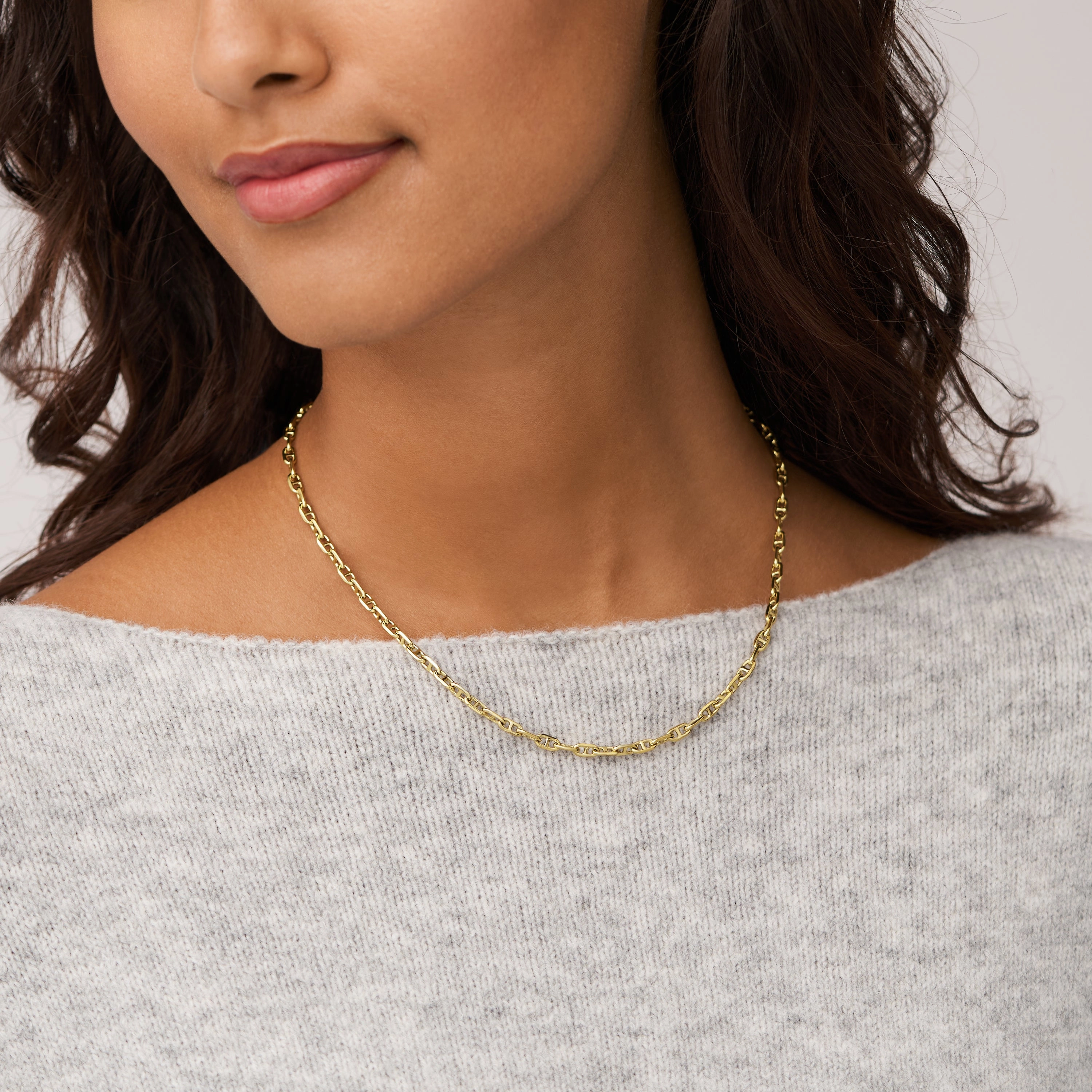 Heritage D-Link Gold-Tone Brass Anchor Chain Necklace